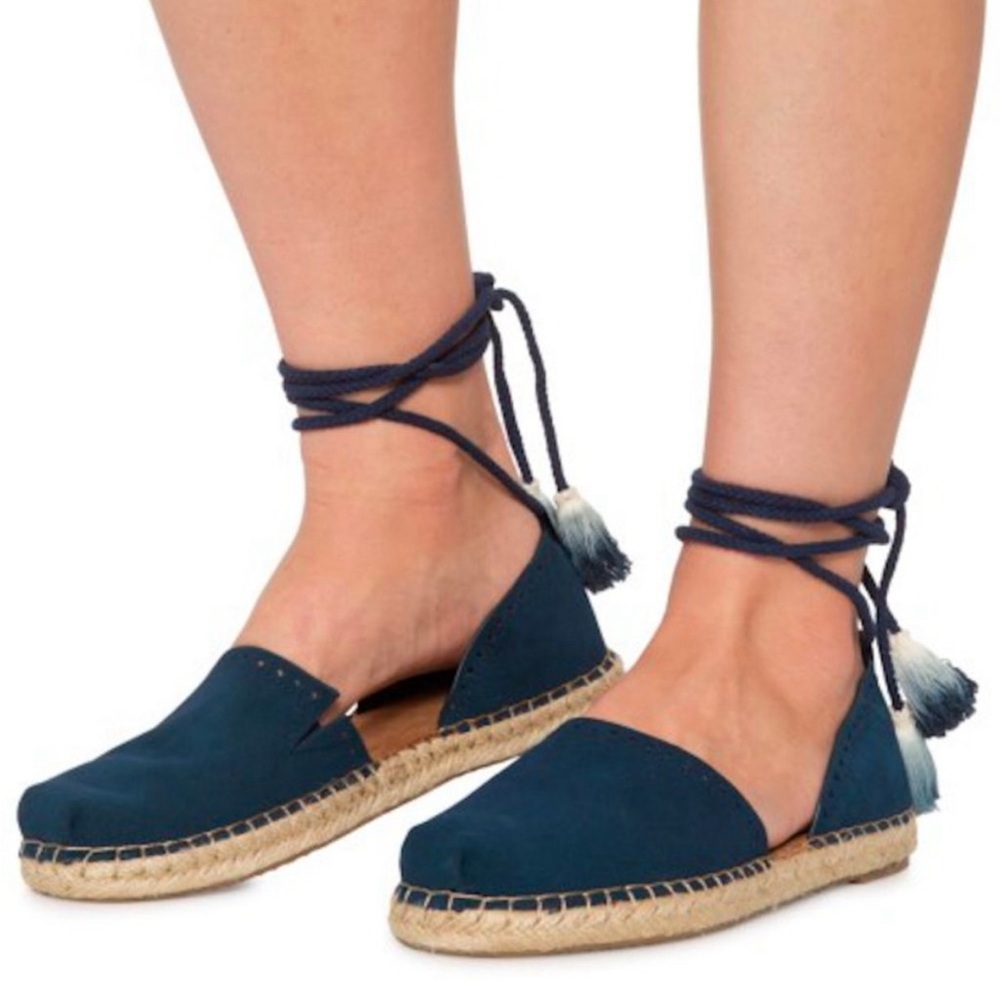 Toms Katalina Espadrille Suede Womens Flats Navy
